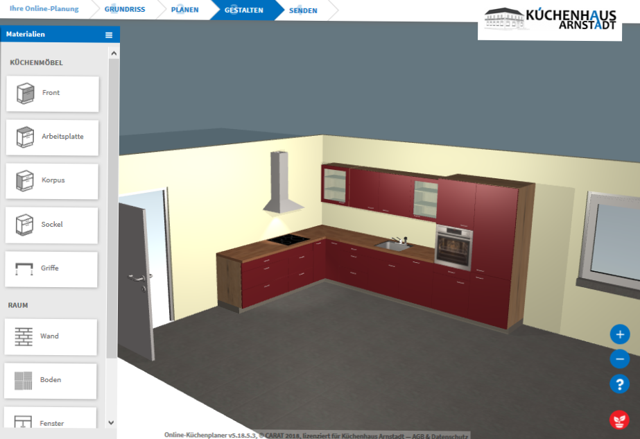 Screenshot Online Küchenplaner Küchenhaus Arnstadt