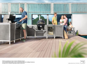 Outdoorküche mit Gasgrill und Kugelgrill